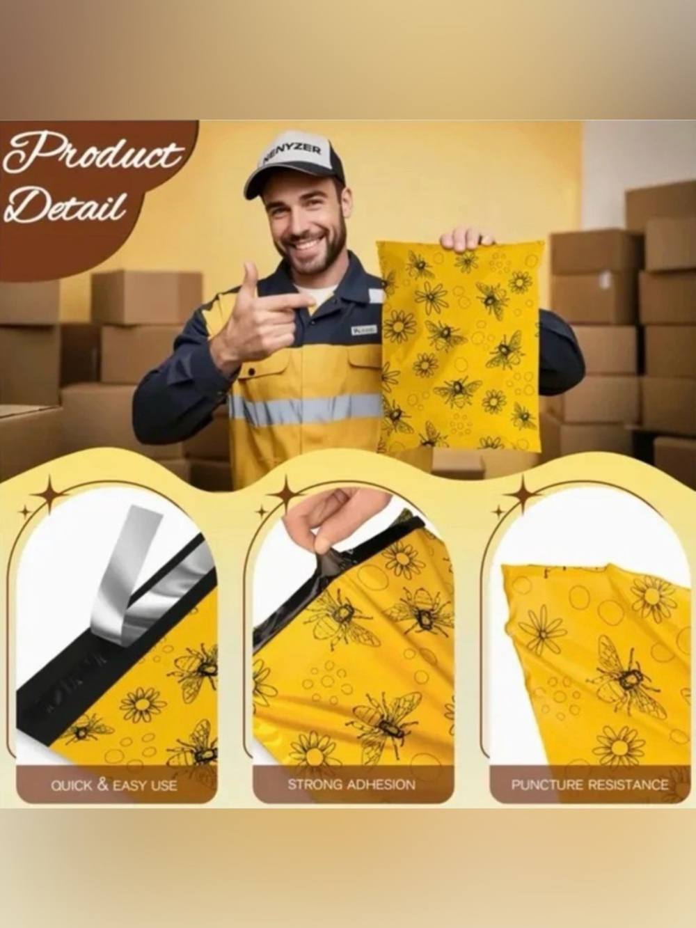 30 6” x 9” Bee Poly Mailers - Picture 2 of 5